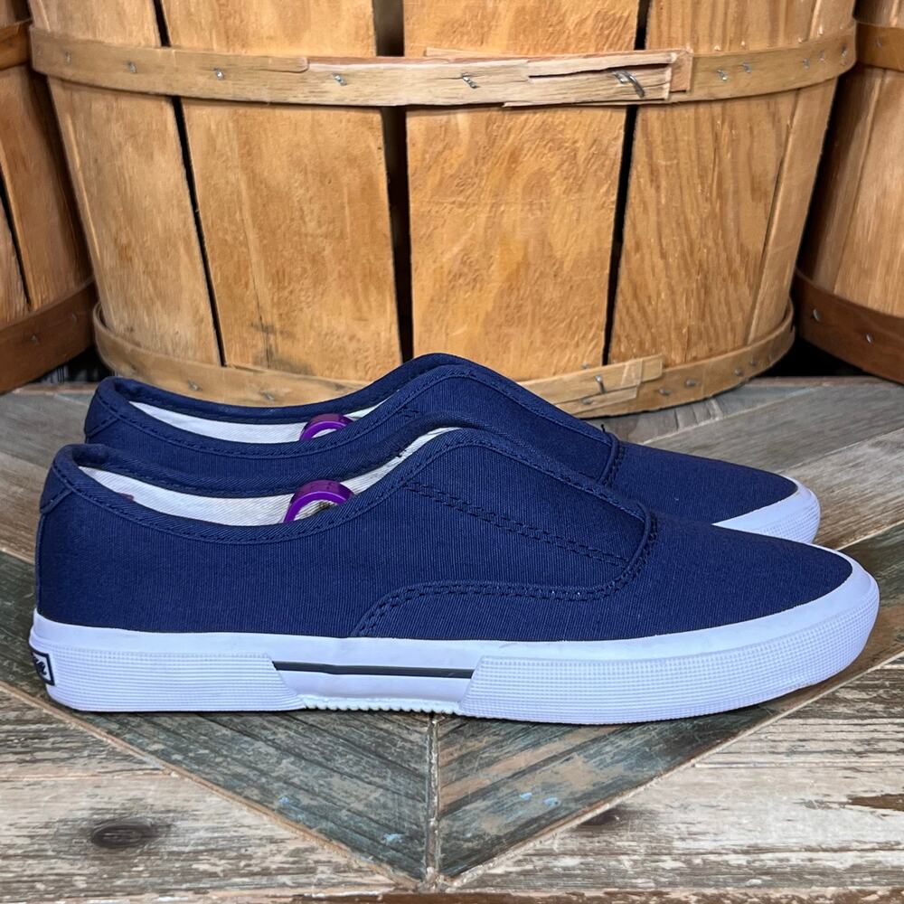 Liz Claiborne Blue Canvas Gore Elastic Tongue Slip-On Sneakers Womens Size 6